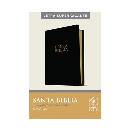 Biblia NTV Letra Súper Gigante Piel Negro con Índice