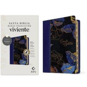 Biblia NTV Manual Letra Grande con Filament Símil Piel Azul Oscuro Índice Letra Roja