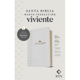 Biblia NTV Letra Grande Tamaño Manualcon Filament Símil Piel Blanco Letra Roja