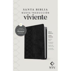 Biblia NTV Letra Grande Tamaño Manual con Filament Símil Piel Negro Letra Roja