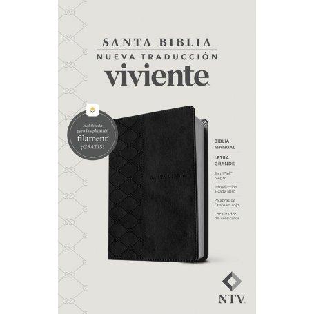 Biblia NTV Letra Grande Tamaño Manual con Filament Símil Piel Negro Letra Roja