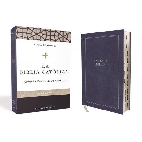 Biblia Católica Tamaño Personal Tapa Dura Azul con Índice
