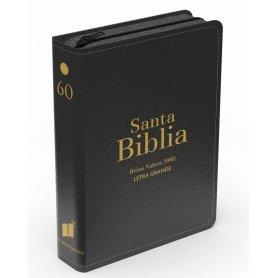 Biblia RVR 1960 Compacta Letra Grande 11 puntos Símil Piel Negro con Cierre y Índice