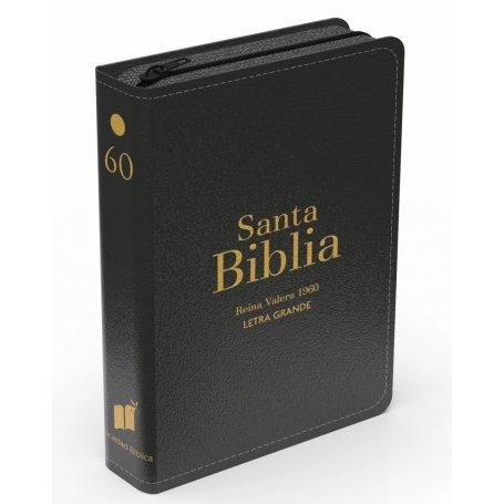 Biblia RVR 1960 Compacta Letra Grande 11 puntos Símil Piel Negro con Cierre y Índice