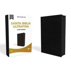 Biblia RVR 1960 Ultrafina Letra Grande Piel Fabricada Negro con Cierre Interior a dos Colores