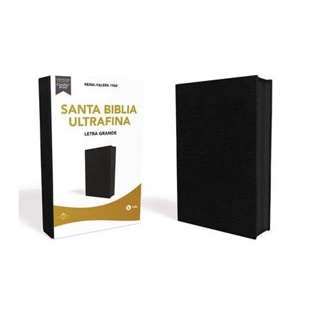 Biblia RVR 1960 Ultrafina Letra Grande Piel Fabricada Negro con Cierre Interior a dos Colores
