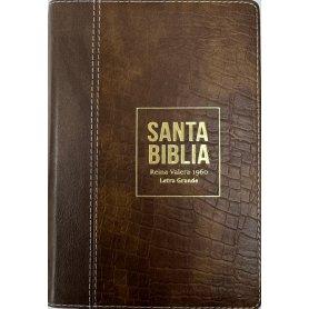 Biblia RVR 1960 Compacta Letra Grande 11 puntos Símil Piel Piel Marrón con Cierre y Índice