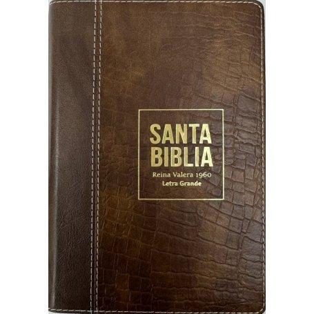 Biblia RVR 1960 Compacta Letra Grande 11 puntos Símil Piel Piel Marrón con Cierre y Índice