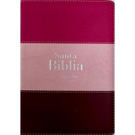 Biblia RVR 1960 Compacta Letra Grande 11 puntos Símil Piel Fucsia Rosado Rojo Granate con Cierre y Índice