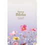 Biblia RVR 1960 Compacta Letra Grande 11 puntos Símil Piel Lila Flores con Cierre y Índice