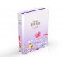 Biblia RVR 1960 Compacta Letra Grande 11 puntos Símil Piel Lila Flores con Cierre y Índice