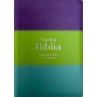 Biblia RVR 1960 Compacta Letra Grande 11 puntos Símil Piel Lila Verde Aguamarina con Cierre y Índice