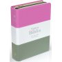 Biblia RVR 1960 Compacta Letra Grande 11 puntos Símil Piel Magenta Verde Glacial Verde Grisaceo con Cierre y Índice