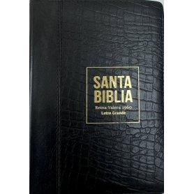 Biblia RVR 1960 Compacta Letra Grande 11 puntos Símil Piel Piel Negro con Cierre y Índice