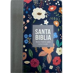 Biblia RVR 1960 Compacta Letra Grande 11 puntos Símil Piel plomo con Cierre y Índice