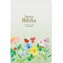 Biblia RVR 1960 Compacta Letra Grande 11 puntos Símil Piel Verde Claro Flores con Cierre y Índice
