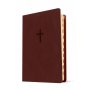 Biblia NTV Referencia Central Letra Grande con Filament Símil Piel Café Índice, Letra Roja