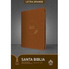 Biblia RVR 1960 con Referencias Letra Grande Palabras de Jesús en Rojo Símil Piel Café Cierre